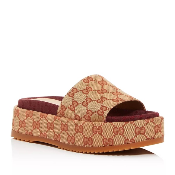 Gucci Shoes - New Gucci Angelina GG Supreme Platform Slide Sandal Gucci